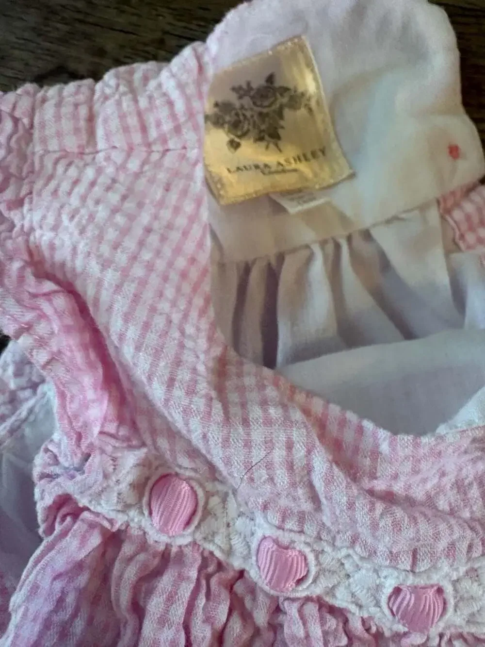 Laura Ashley London Pink Gingham Seersucker Dress 18M